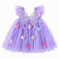 thumbnail image 3 of HCNTES Baby Girls Toddler Kids Summer Dress with Ruffle Sleeve Casual Sundress for Little Big Kids Children Spring Outfit 6-12M 2T 3T 4T 5T(5-6 Years,D01-Light Purple), 3 of 9
