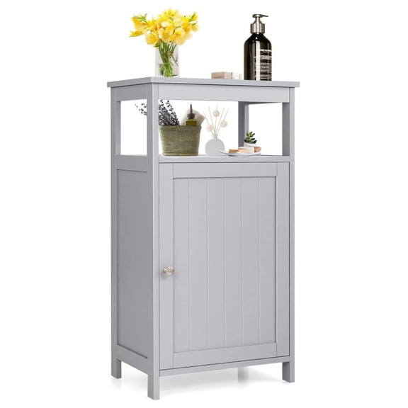 Bathroom Storage Cabinet, Freestanding Storage Organizer with Deep Drawers & Adjustable Shelf, Single Door Narrow Floor Cabinet for Living Room, Bathroom, Kitchen, Entryway (Grey)
