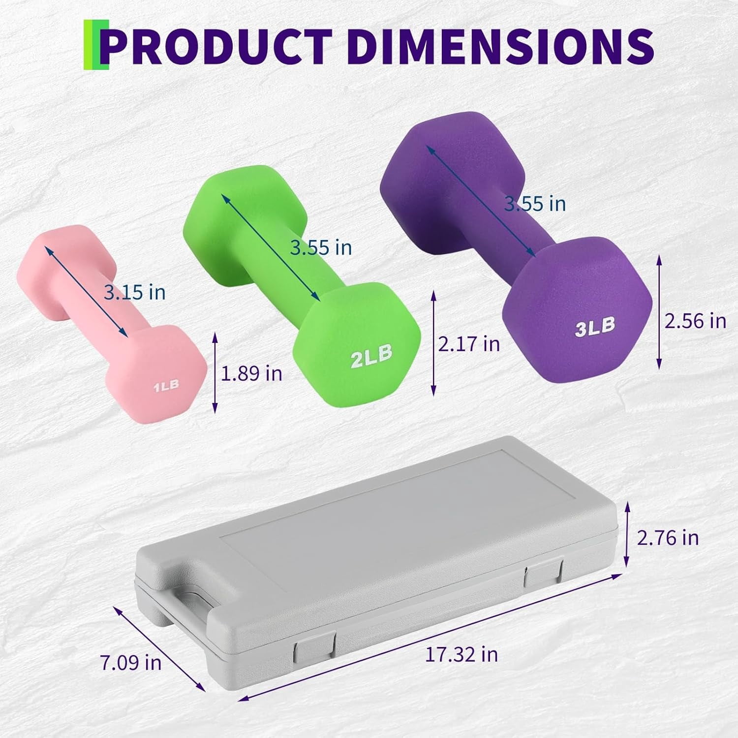 Dumbbell Hand Weights for Women,Neoprene Coated Dumbbell Hand Weight Sets of 6,Multiple Weight Options,Anti-roll, Anti-Slip,Hexagon Shape