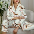 thumbnail image 6 of Pajama Sets for Women 2 Pcs, Beagle Dog scooter Button Down Long Sleeve Sleepwear Lounge PJ Sets, 6 of 6