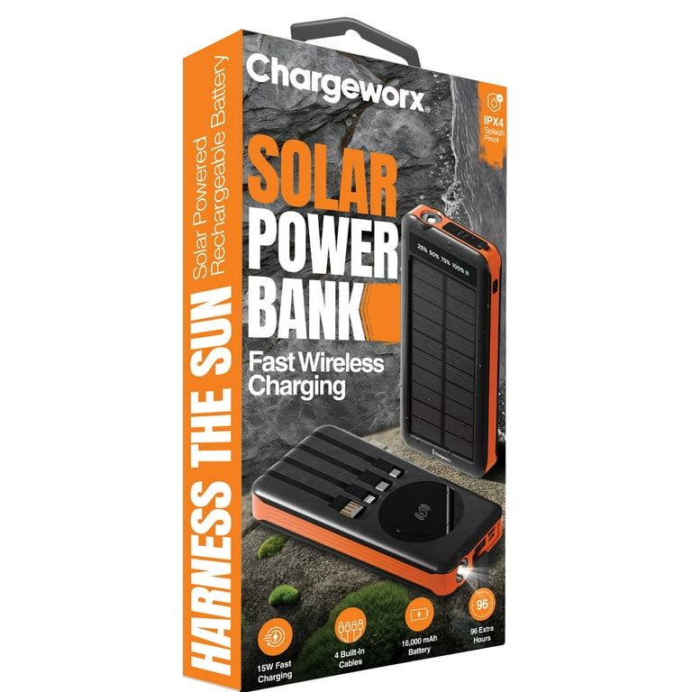 Chargeworx CX6581 16000mAh Solar Power Bank – 15W Ultra-Fast