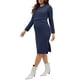thumbnail image 4 of Vestido de maternidad para mujer Inspire Chic, de manga larga, suave, con cuello redondo, ajustado, midi, para el embarazo, talla XL, color azul, 4 of 6