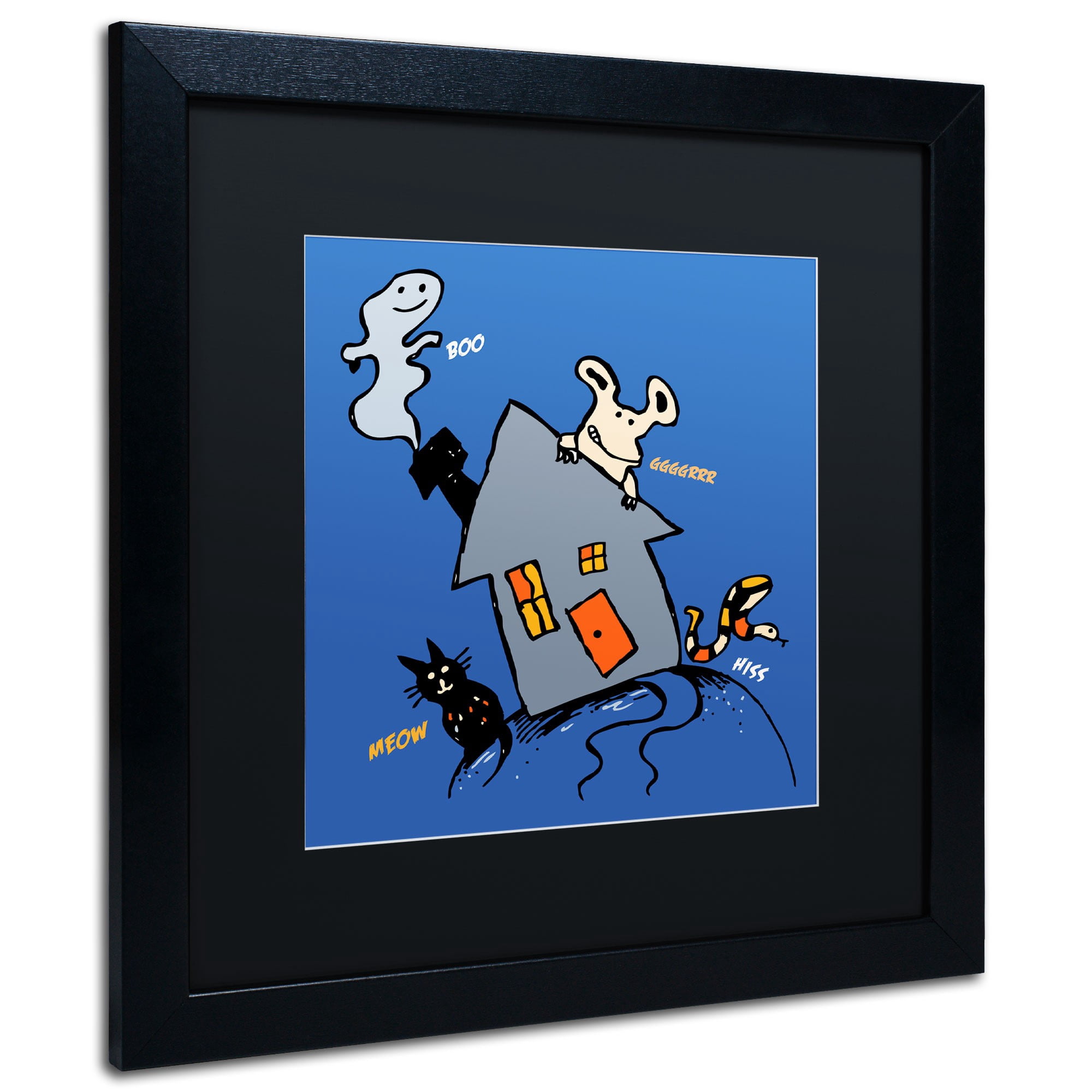 Trademark Fine Art "Halloween House" Canvas Art by Carla Martell, Black Matte, Black Frame