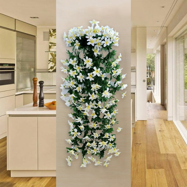 ICQOVD Simulation Lilys Rattan Artificial Flower Wall Hanging Basket Indoor and Outdoor Decorative Flowers Suitable for Decorating Indoor Wedding
