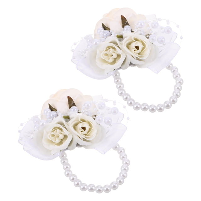 unbranded 2Ud Corsage De Flores Artificiales Beige Para Novia Y Damas De Con Y