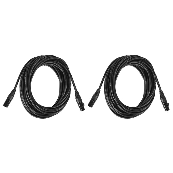 (2) Rockville RCXFM30E-B 30 Foot Female to Male XLR Mic Cables Black 100% Copper