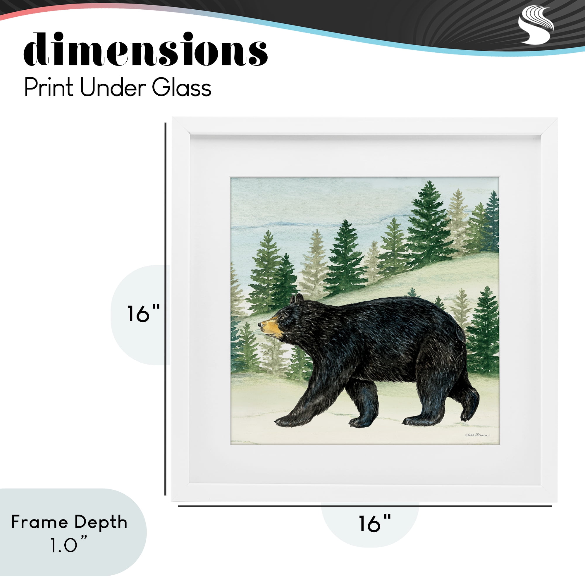 Stupell Industries Black Bear In Woods White Framed Print Under Glass, design by Deb Strain