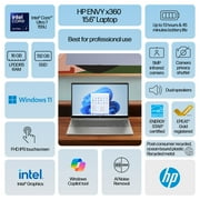 HP Envy x360 15.6 inch FHD Touch 2-in-1 Windows Laptop Intel Core Ultra 7-155U AI PC 16GB RAM 512GB SSD Mineral Silver