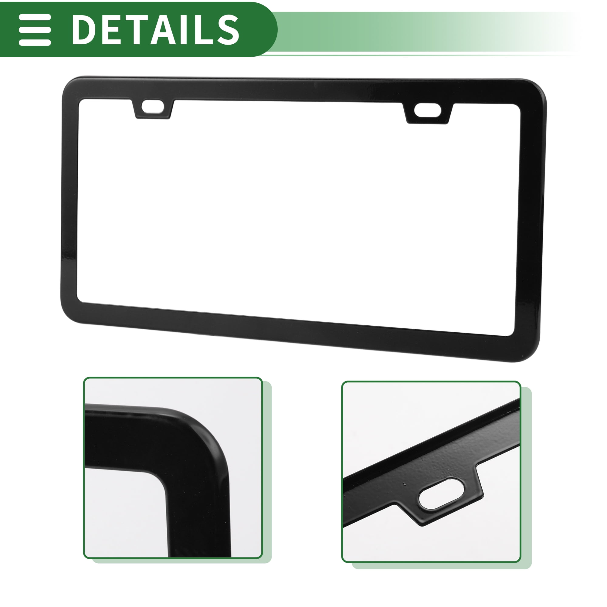 Unique Bargains 1Set Stainless Car License Plate Holder With Screws 2 Hole Black