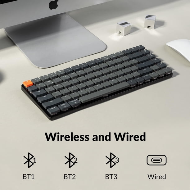 Keychron K3 Versie 3 Draadloos Mechanisch Toetsenbord, Bluetooth/USB-C, RGB LED, Hot-swap, QMK/VIA Programmeerbare macro's, ABS Keycaps, voor Mac/ Windows, Low Profile 2.0 Red Switch