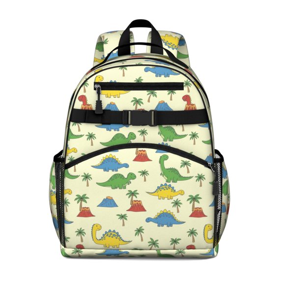 Colorful Cartoon Dinosaurs Cute School Backpack Bag for School with Padded Back and Adjustable Shoulder Straps 15.25"x11.5"x5.25"