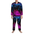 thumbnail image 3 of Fotbe Futuristic Purple Panther A、 Pijama de Hombre con Estampado de Manga Larga, Conjunto de 2 Piezas, Ropa de Dormir Suave y Cómoda con Bolsillos-Medium, 3 of 7