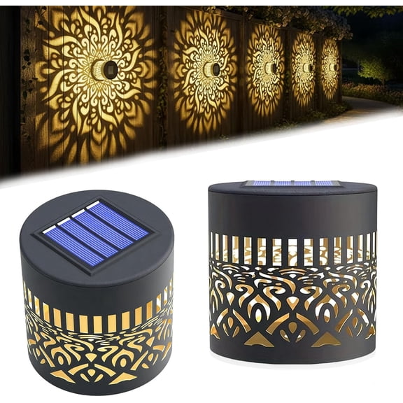 Decorative Solar Mandala Lights, Outdoor Garden Metal Waterproof Pathway Lights with Shadow Projection for Backyard Patio Walkway Lawn Decor