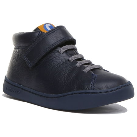 

Camper Peu Touring Kid s Full Grain Leather Elastic Lace Up Ankle Boots In Navy Size 2