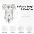 thumbnail image 5 of Yiaed Lavender Flowers Print Women's Waist-Cinching Short-Sleeved Onesie,Elastic Onesiet,Snaps At Bottom,Easy To Put On And Take Off for Wome Bodysuit -Small, 5 of 8