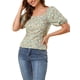 thumbnail image 1 of BLUSA FLORAL PARA MUJER INSPIRE CHIC CON ESCOTE CUADRADO EN FORMA DE CORAZÓN Y MANGAS ABULLONADAS, TOP CASUAL VERDE TALLA S, 1 of 7