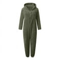 thumbnail image 5 of SDNall One Piece Pajamas for Women Long Sleeve Hooded Jumpsuit Pajamas Casual Winter Warm Rompe Sleepwear (Army Green, Sizes S-XXXXXL), 5 of 9