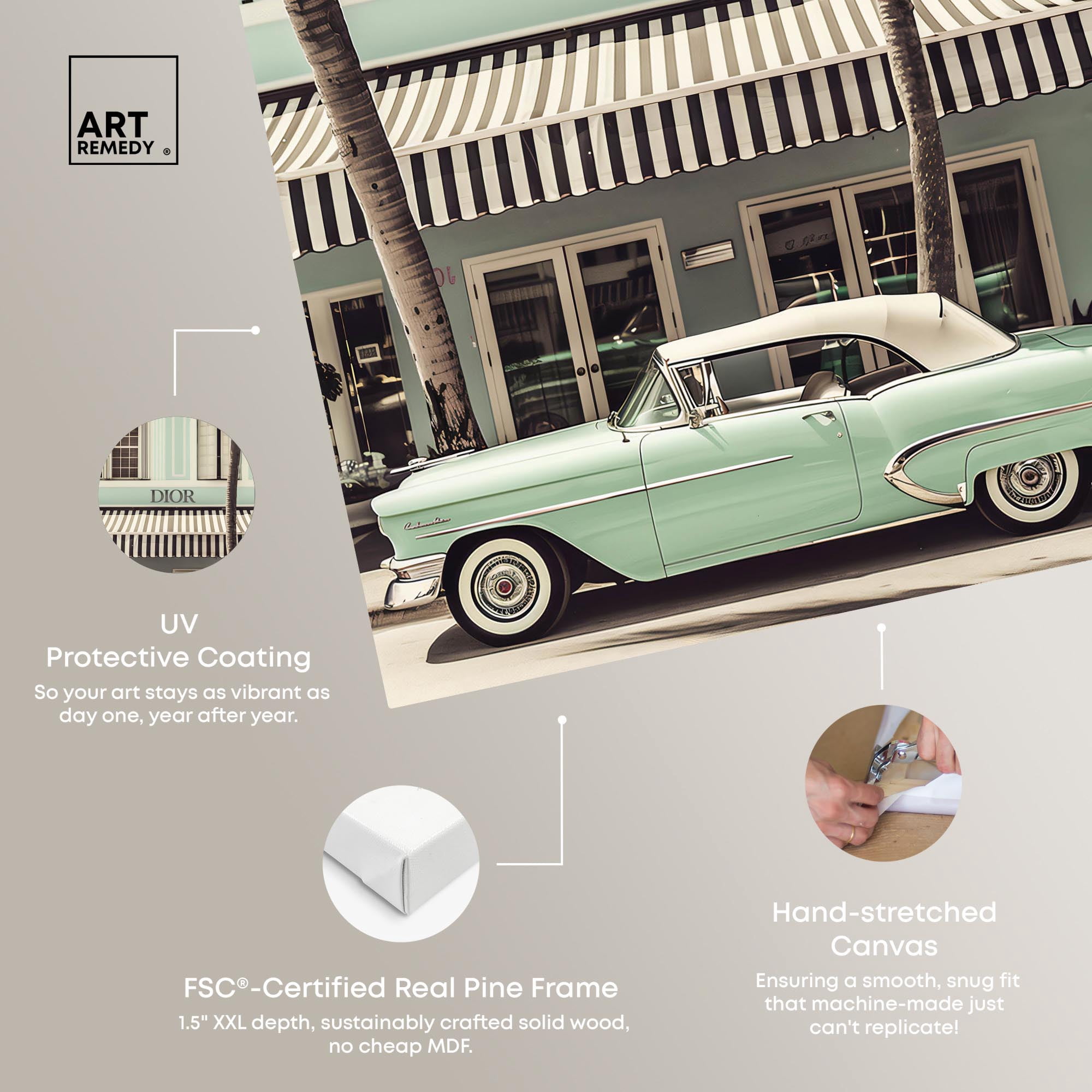 Art Remedy Retro Travel Photos Canvas, 10" x 15", Gallery Wrapped, Vintage Mint Green Cruise