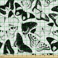 thumbnail image 2 of Ambesonne Butterfly Fabric by the Yard Upholstery, Silhouette of Monochrome, 5 Yards, Charcoal Grey White, 2 of 5