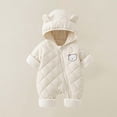 thumbnail image 2 of IVEYRTF Toddler Kids Bodysuit Cute Bear Print Fleece-Lined Hooded Romper Zip Front Thermal Fall Winter Cozy Warm One-Piece Outerwear for Children 1-2 Years(Beige,1 Years), 2 of 7
