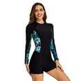 thumbnail image 4 of Jdlsppl Women's Long Sleeve Rash Guard Zipper Zip Up Bathing Suit Beach One Piece Swimsuit Modest Surf Boyleg 86Black Large, 4 of 4