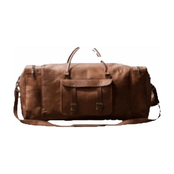 Handcrafted Goat Leather Weekender Duffel – Vintage Brown