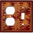 thumbnail image 4 of Metal Light Switch Plate Cover Elegant Burgundy Floral Damask Frame FRA039, 4 of 13
