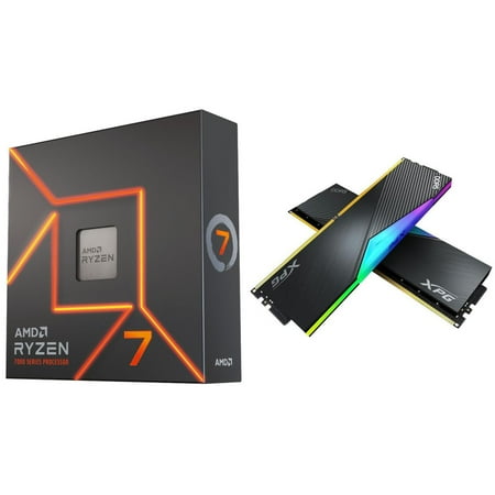AMD Ryzen 7 7700X CPU + XPG LANCER RGB DDR5 DRAM Module: 32GB (2x16GB) DDR5 6000 MT/s CL40 - Bundle