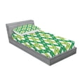 thumbnail image 2 of Ambesonne Floral Fitted Sheet & Pillow Sham Set, Striped Retro Old Motif, Twinxl, Lime Green Forest Green, 2 of 2