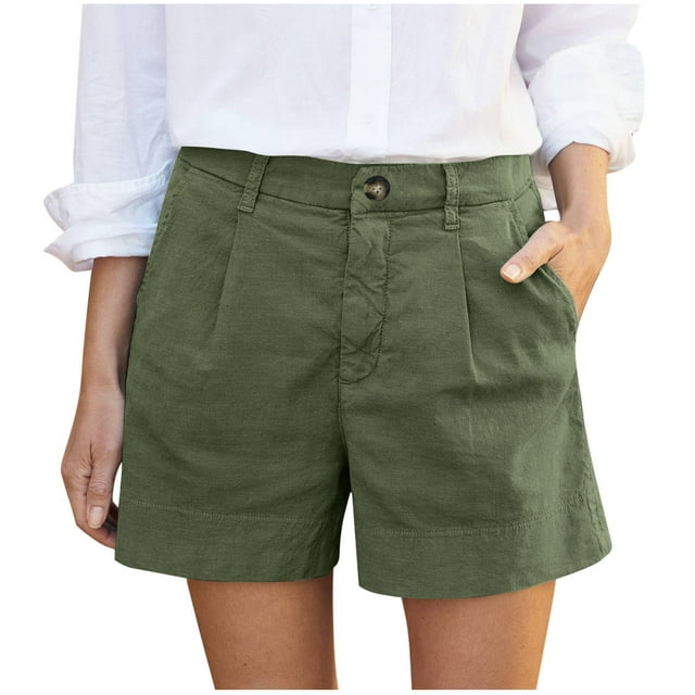 Birdeem Shorts pour Femmes Shorts d'Été Décontractés Unis Taille Haute Plissée avec Poches