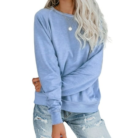 Sidefeel Women's Ultra Soft Long Sleeve Slouchy Pullover Tops Relaxed Fit T Shirts S 4-6