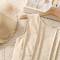 thumbnail image 5 of Girls Sleeveless Midi Dress A-Line Pleated Beige Everyday Party Dress for Kids Comfort Stretch,Size 8-9 T, 5 of 9