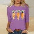 thumbnail image 2 of Hauts de Printemps pour Femmes 2025 Printemps/été Imprimé de Pâques Manches 3/4 Col Rond Blouse Décontractée, 2 of 6