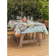 thumbnail image 2 of Outdoor Tablecloth with Umbrella Hole and Zipper, Easter Rectangle Table Cloth 54x80 Inch Waterproof Tablecloth, Spring Farmhouse Bunny Flower Teal Wood Grain Picnic Table Cover for Patio Camping, 2 of 7