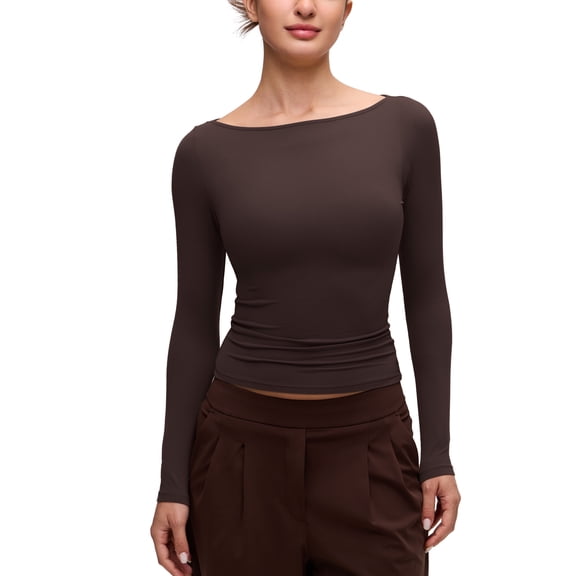 CRZ YOGA Softembrace Boat Neck Long Sleeve Top, Casual, Ultra Soft, Shirts for Women