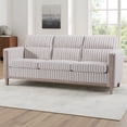 thumbnail image 2 of LifeSky Solid Wood 3-Seater Sofa for Living Room: 220lb Per Seat Support - 20-Minute Assembly for Young Families - Removable Zippered Cushion Covers Blue White Stripes, 2 of 10