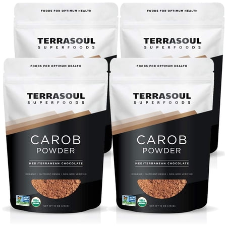 Terrasoul Superfoods Organic Carob Powder, 4 Lbs (1 Lb 4-Pack) - Cocoa Powder Alternative | High in Fiber