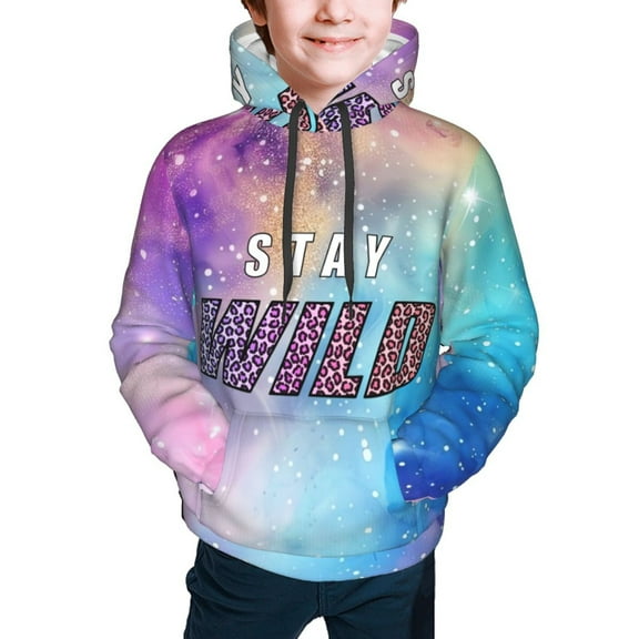 Ben Azelart Stay Wild Hoodies Pullover For Boys Girls 3d Printed Hooded Sweatshirt Long Sleeves Small