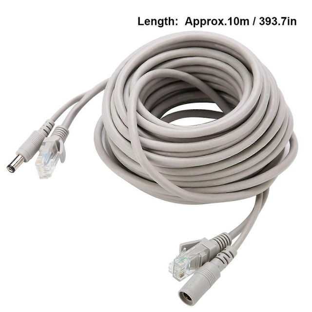 5m/10m/15m/20m RJ45 + DC CCTV Ethernet Cable for IP Cameras and NVR System 10Mbps 100Mbps (10m)