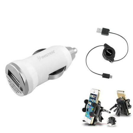 Air Vent Cell Phone Holder + White Mini Car Charger for Samsung Galaxy SIII S 3 S3 SIV S4 i9500 Note 3 N9000 LG Nexus 5 4 (3-in-1 Accessory
