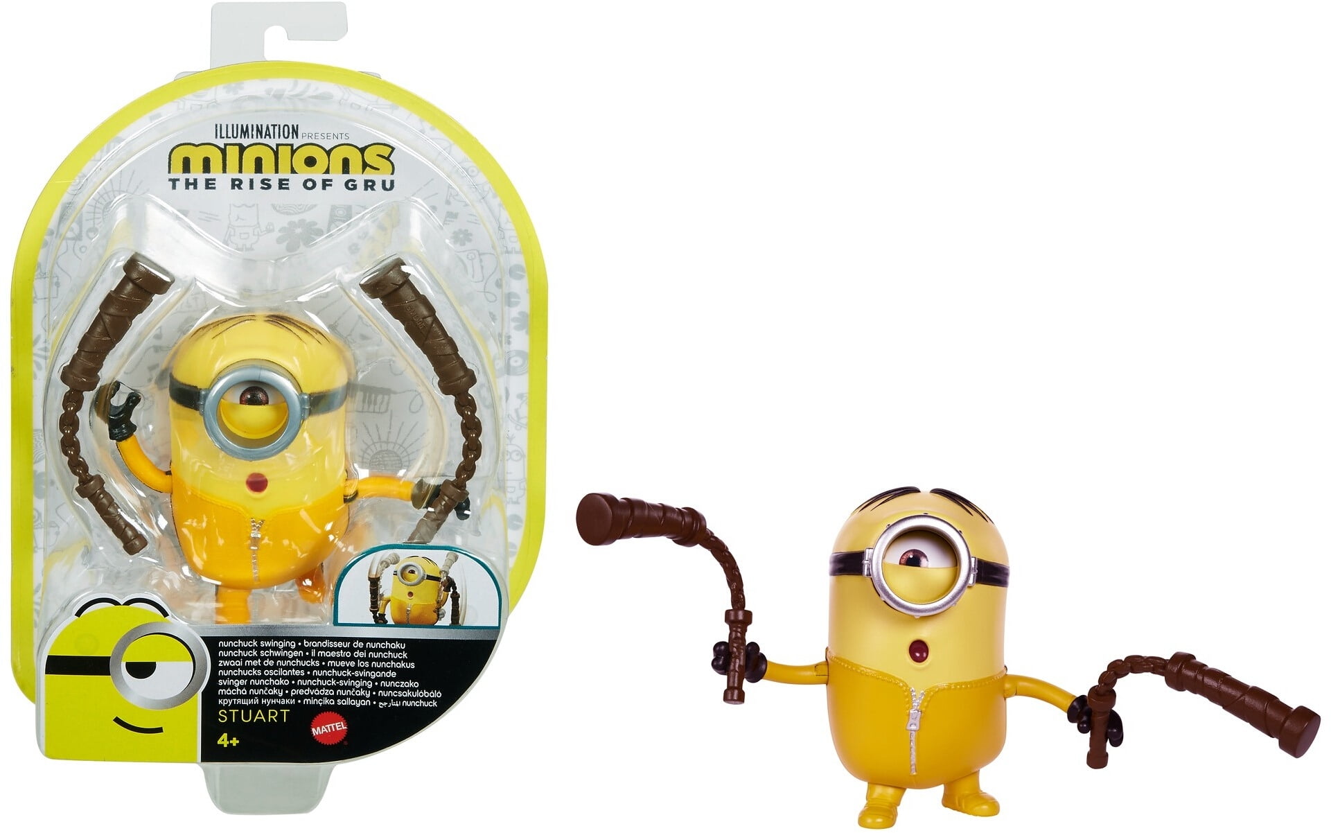 Minions The Rise Of Gru Nunchuk Swinging Stuart Action Figure Toy For Kids 4 Years Old Up Walmart Com Walmart Com