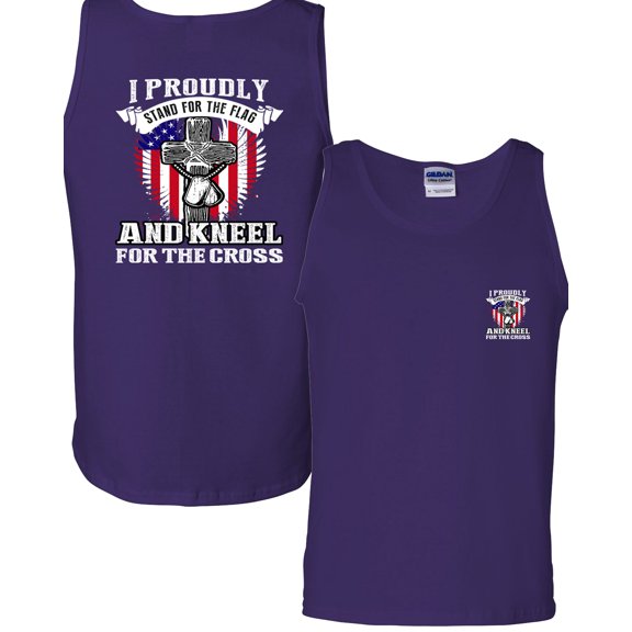 I Proudly Stand For The Flag Kneel For The Cross Front Back DT Adult Tank Top