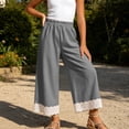 thumbnail image 5 of SHTXOZHI Girl's Wide Leg Pants Loose Elastic Waist Lace Trimmed Pants Casual Outdoor Boho Beach Vacation Bottoms, 5 of 8