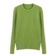 thumbnail image 6 of ManxiVoo Women's Versatile Striped Round Neck Knit Sweater Soft Warm Layering Top for Autumn Winter XL Size Green, 6 of 8
