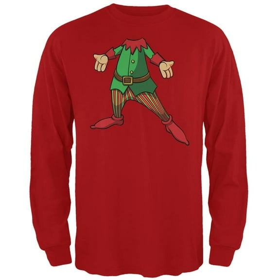 Christmas Happy Elf Red Adult Long Sleeve T-Shirt - 2X-Large