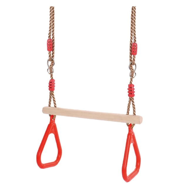 Columpio de Trapecio Sunnimix con Anillos de Plástico Rojo para Gimnasio