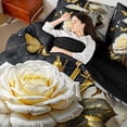 thumbnail image 4 of Manfei Botanical Flower 7pcs Bedding Full Size, Chic Floral Comforter Sets with Sheets, Gold Leaves Bed Set, Lightweight Room Decoration, 4 of 8