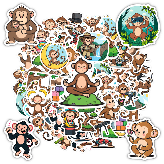 Cartoon Monkey Stickers Animal Fun Children Stickers for Phone Luggage Laptop