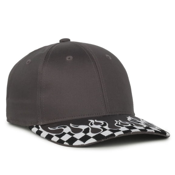 Outdoor Cap VROOM-01 Checkered Flame Solid Back Cap-Charcoal