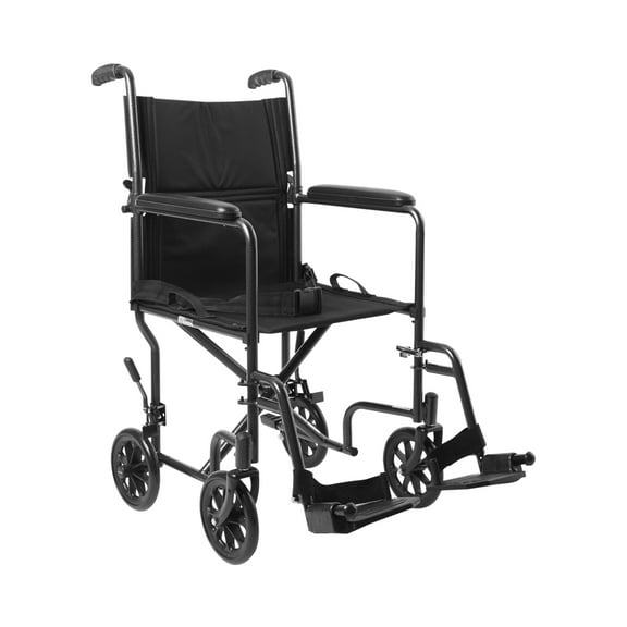McKesson Transport Wheelchair, Steel, 19 Inch, 250-lb Weight Capacity, 1 Ct